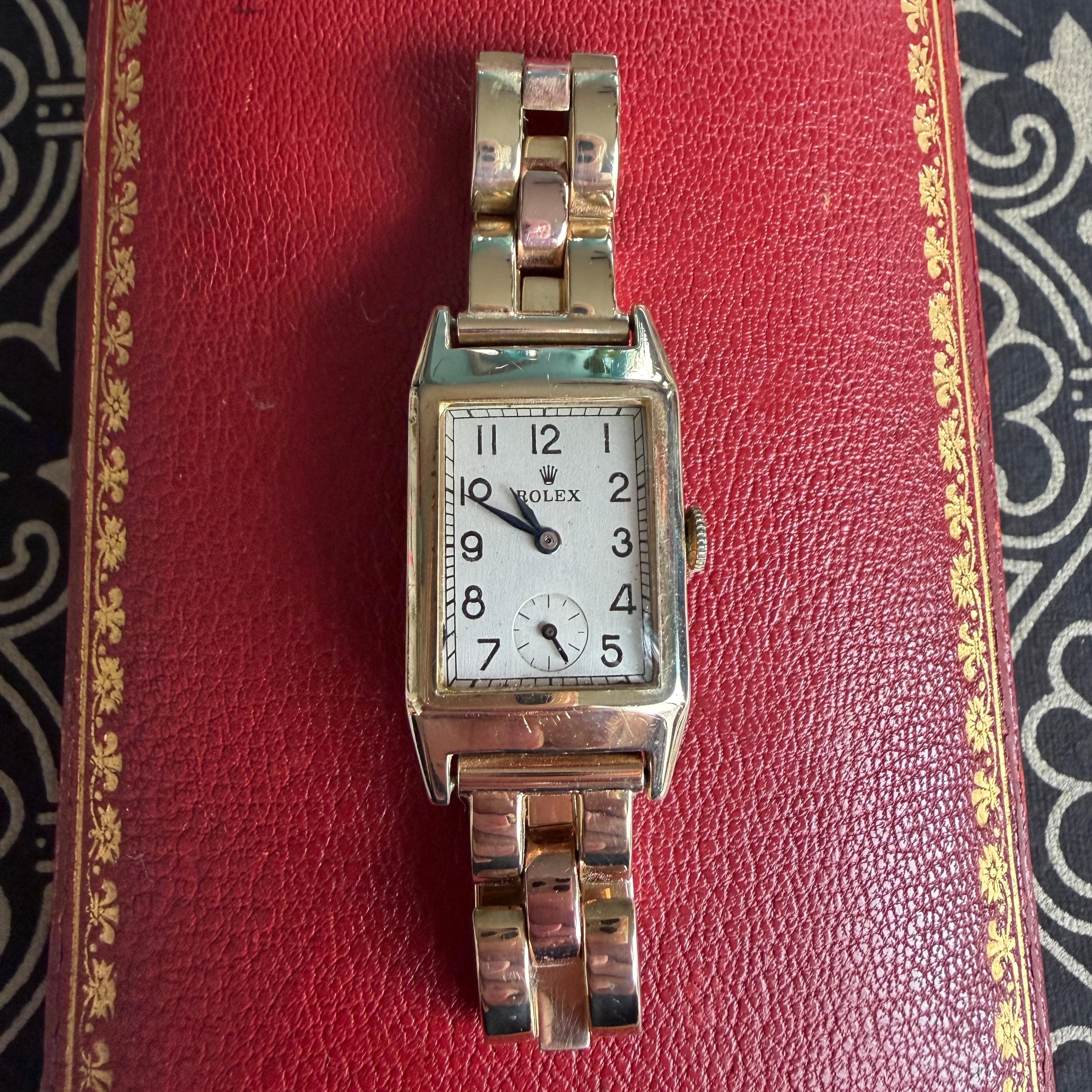 Raro reloj Art Decó 1938 Rolex Prince de oro macizo de 9 quilates Vintage en venta 4