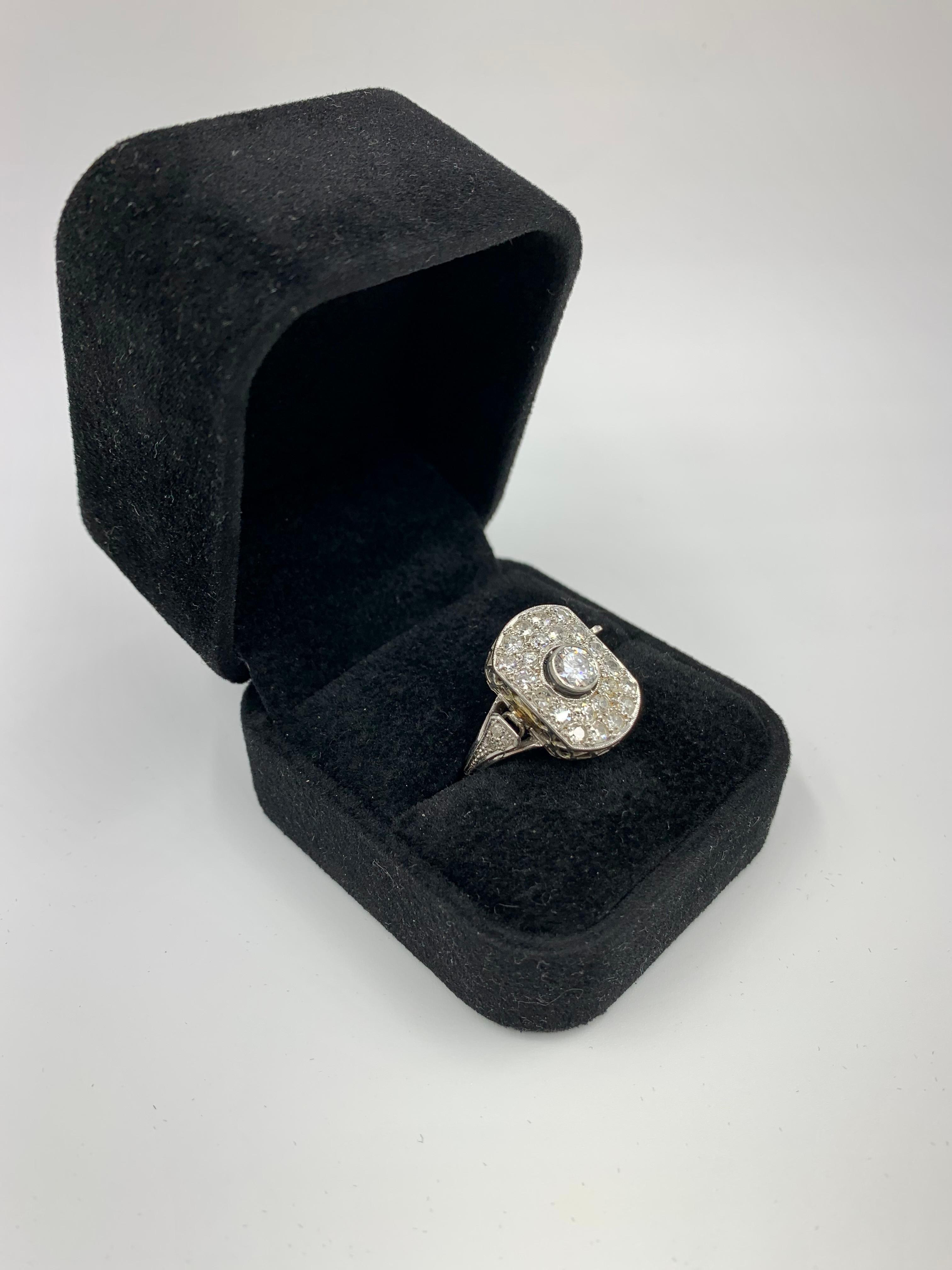 Rare Art Deco 2.30 TCW Diamond 14K White Gold Cocktail Ring with Concealed Watch For Sale 7