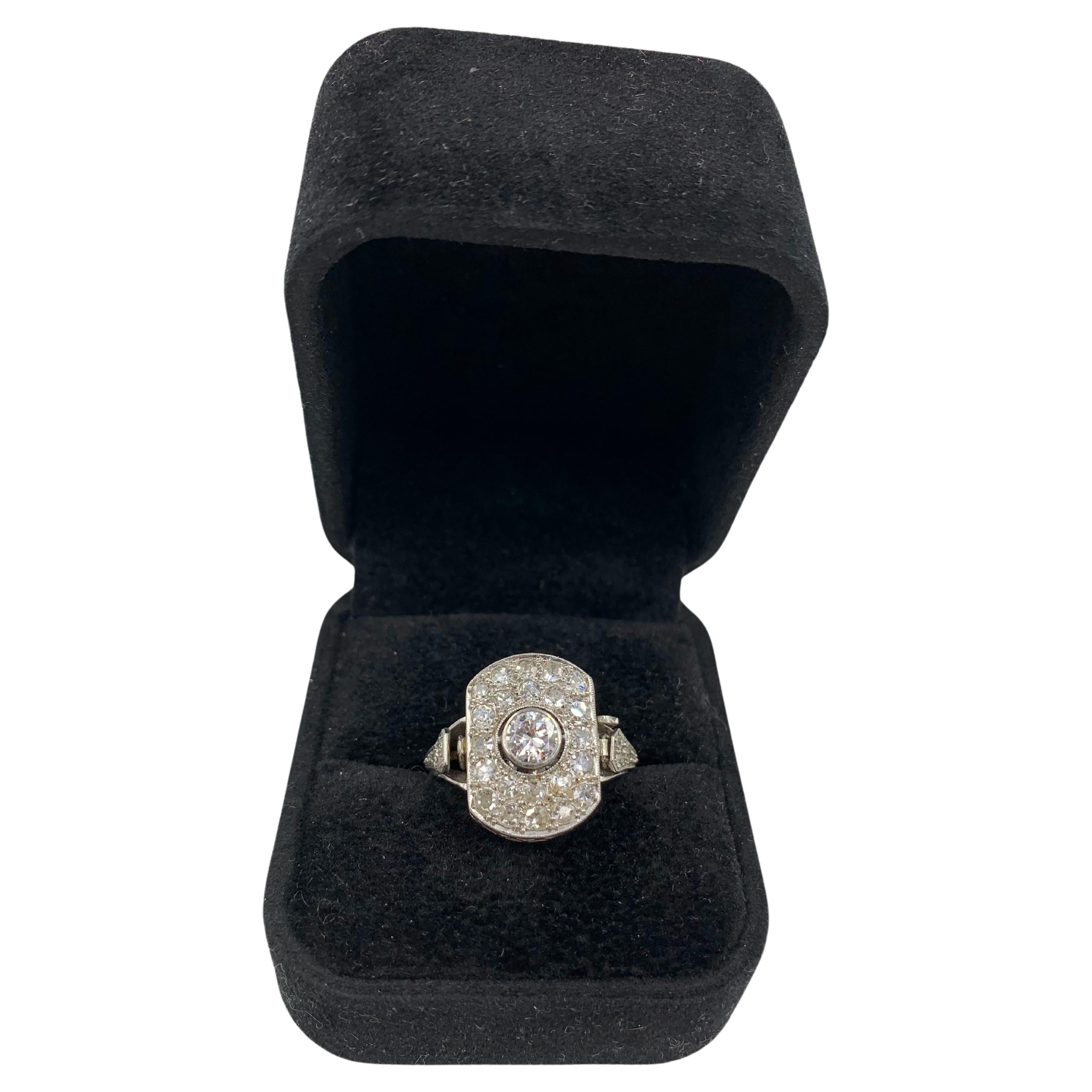 Rare Art Deco 2.30 TCW Diamond 14K White Gold Cocktail Ring with Concealed Watch For Sale