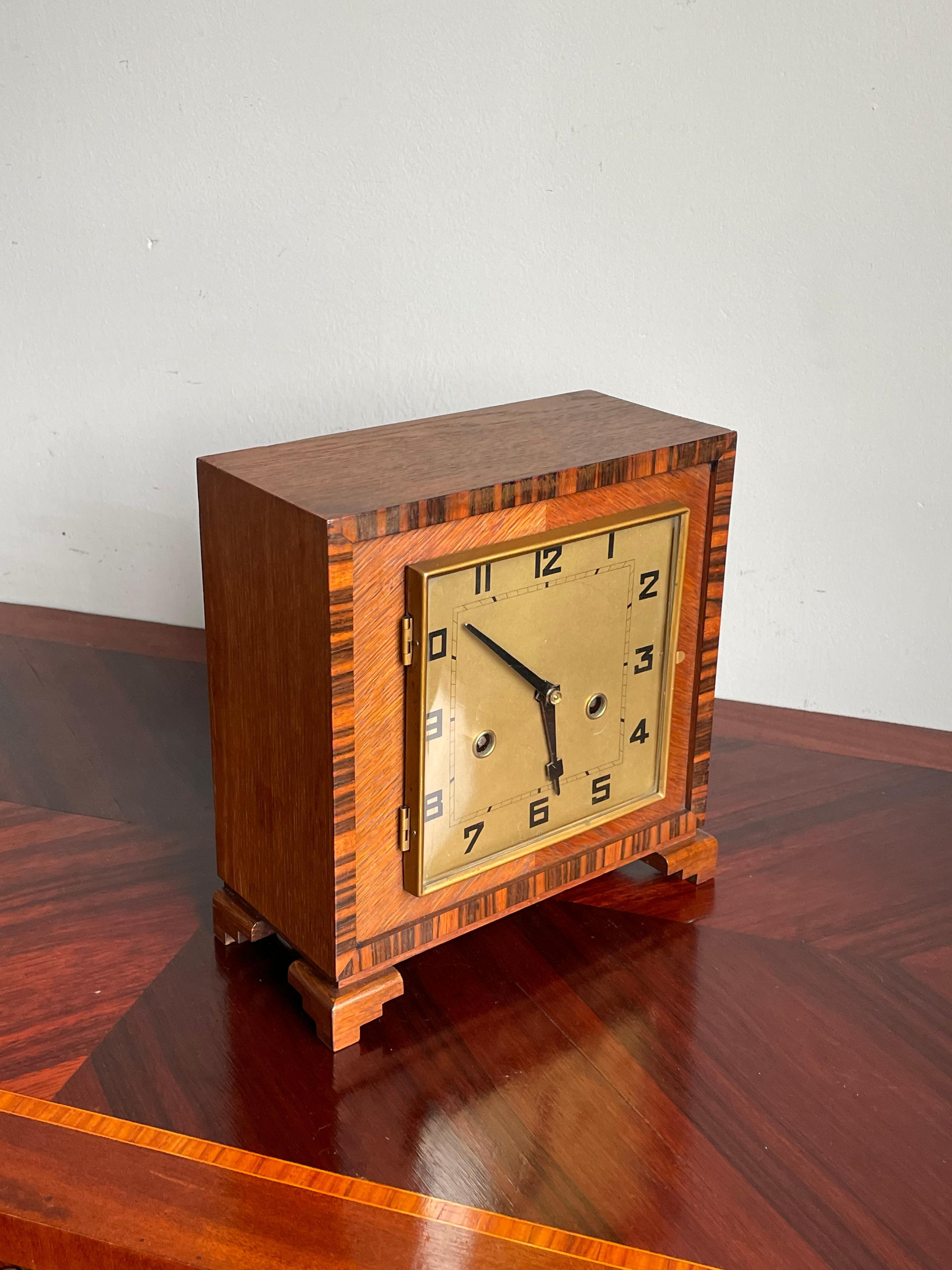 Early 20th century, great condition Art Deco mantel / table / desk clock.

A few years ago we sold an Amsterdam School wall clock that was undoubtedly by the same maker as this wonderful design Art Deco table clock. To have found this stunning