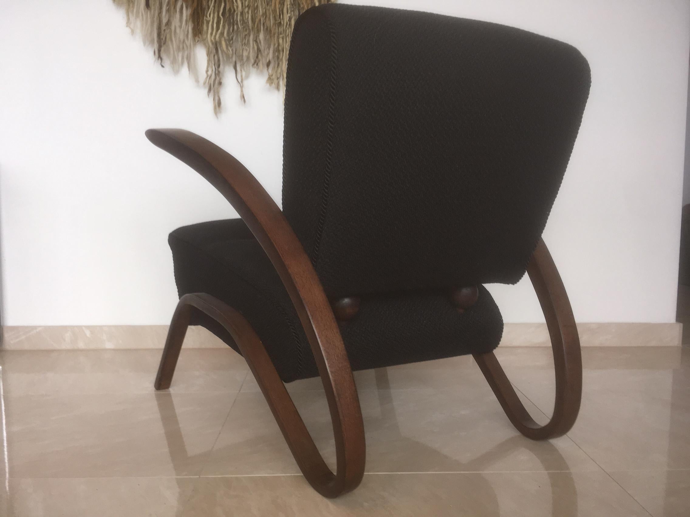 Rare Art Deco Armchair H-275 by Jindřich Halabala, 1930s In Good Condition In Praha, CZ