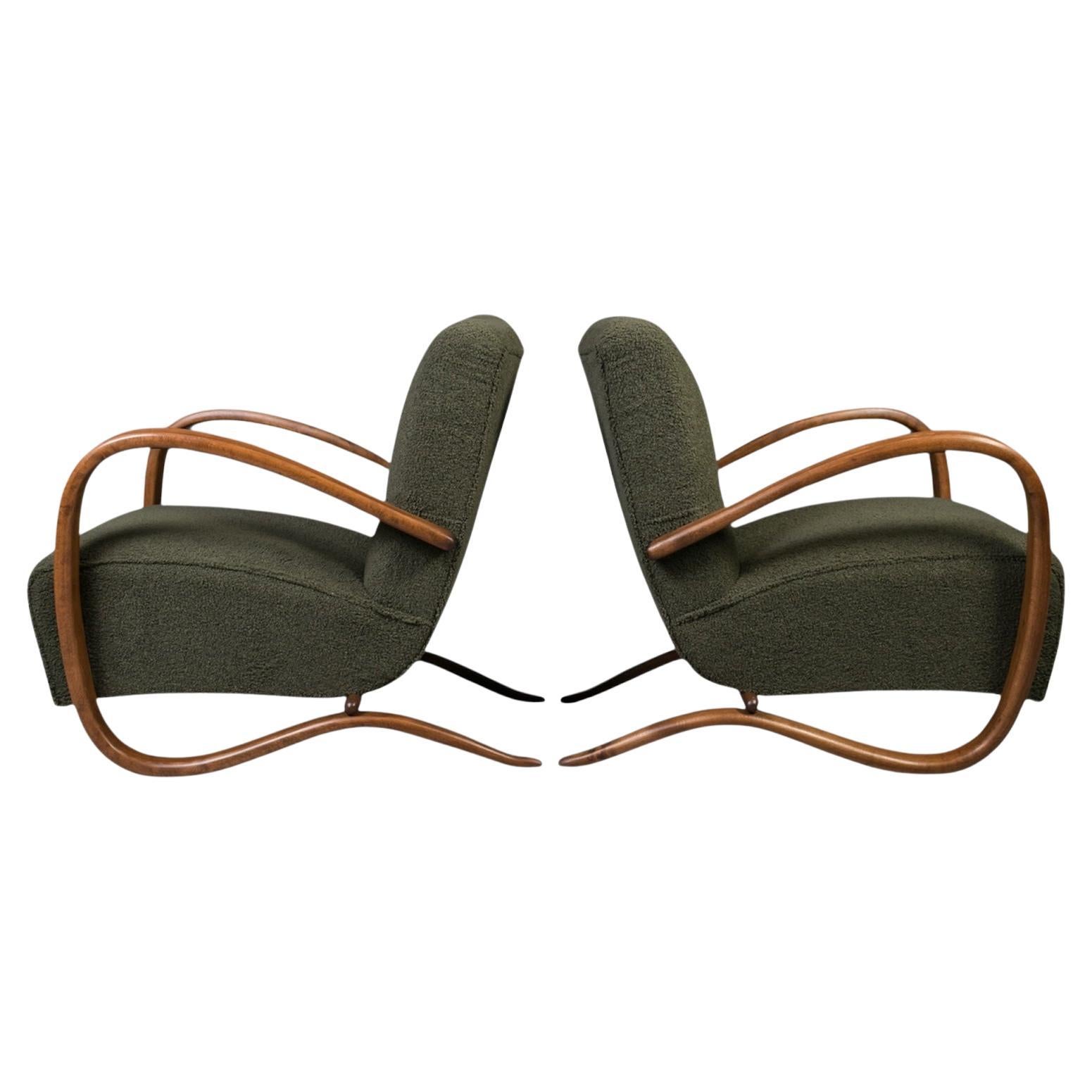 Rare Art Deco Armchairs by J. Halabala from Thonet, Model H269, 1930s, Set of 2