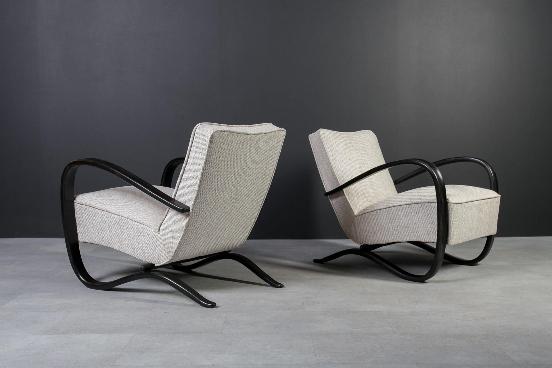Seltene Art-Déco-Sessel von J. Halabala, Modell H269, 1930er Jahre, 2er Jahre, Set im Angebot 7