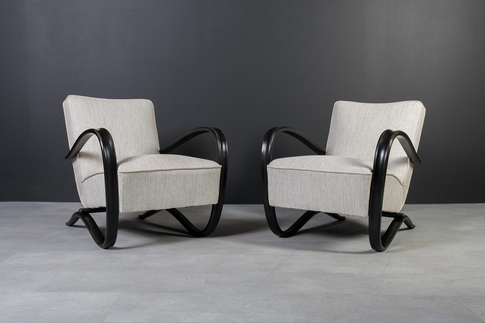 Seltene Art-Déco-Sessel von J. Halabala, Modell H269, 1930er Jahre, 2er Jahre, Set im Angebot 9