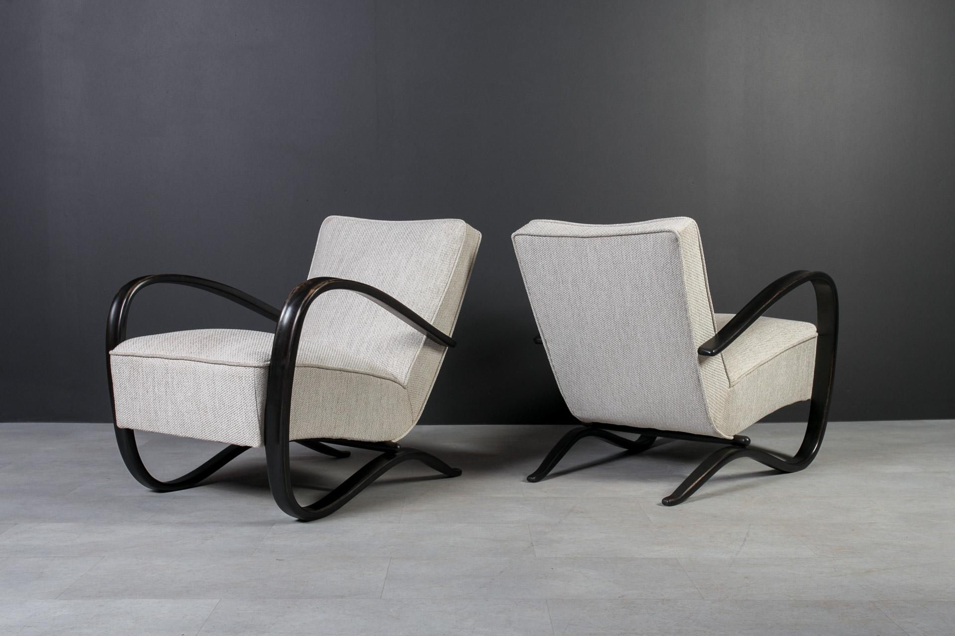 Seltene Art-Déco-Sessel von J. Halabala, Modell H269, 1930er Jahre, 2er Jahre, Set im Angebot 12