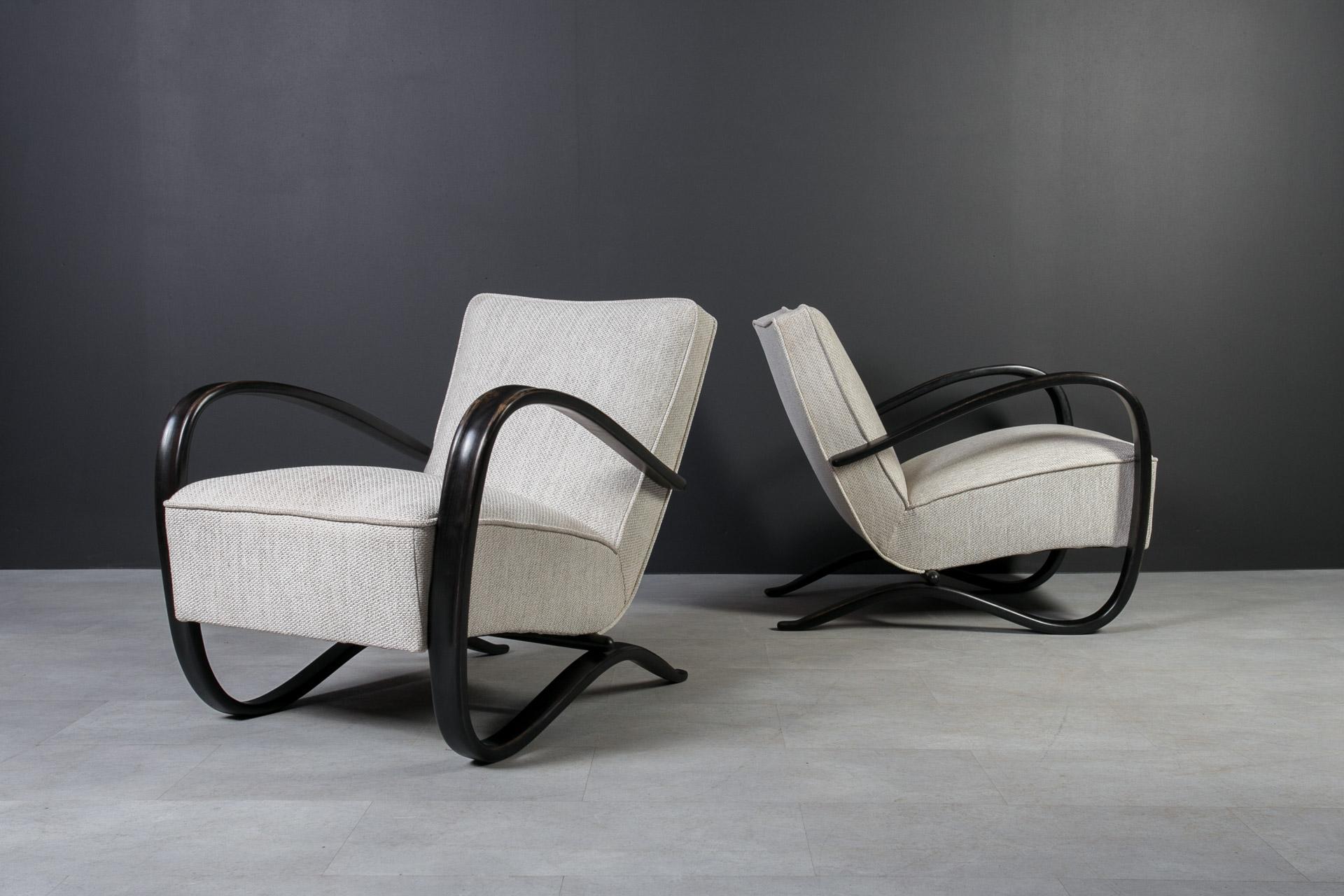 Seltene Art-Déco-Sessel von J. Halabala, Modell H269, 1930er Jahre, 2er Jahre, Set (Art déco) im Angebot