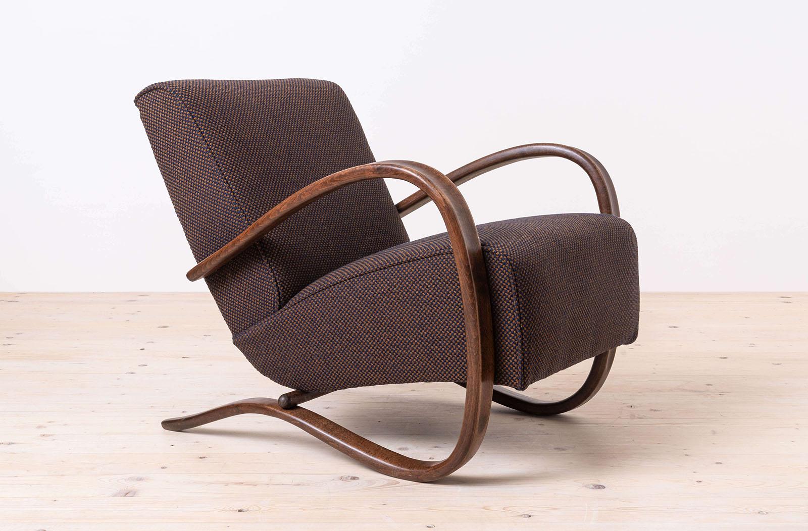 Lucidato Art Deco Armchairs by J. Halabala, Model H269, Made by THONET, 1930s, Set of 2 in vendita