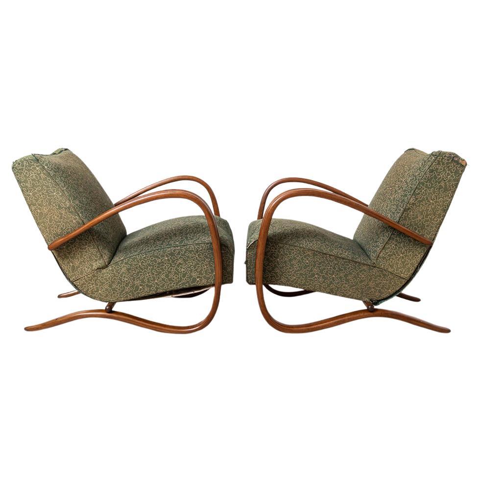 Rare Art Deco Armchairs by J. Halabala, Model H269, 1930s, Set of 2 en vente