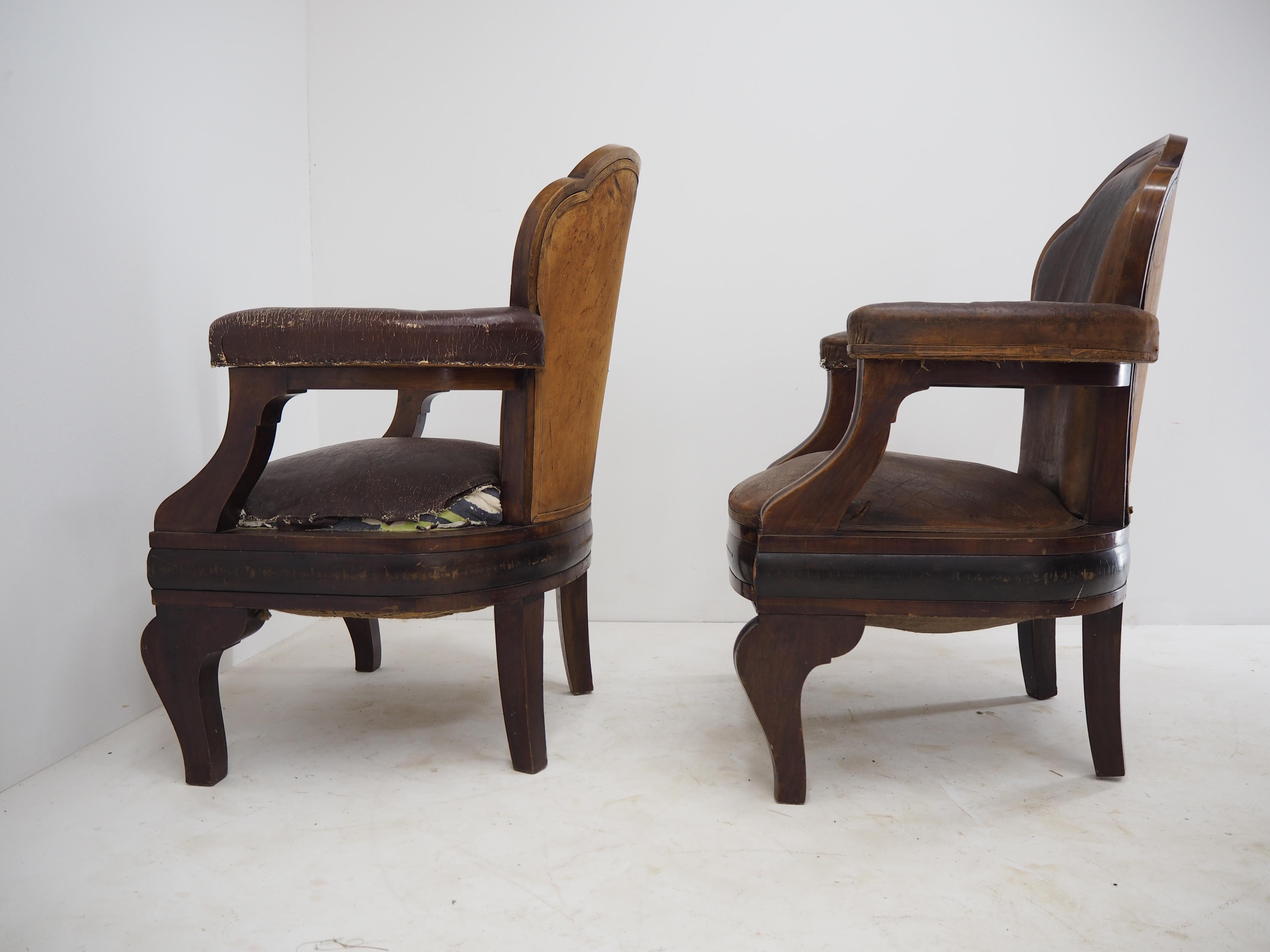 Rare Art Deco Armchairs from Ministry of Interior Czechoslovakia, 1930s In Fair Condition In Praha, CZ