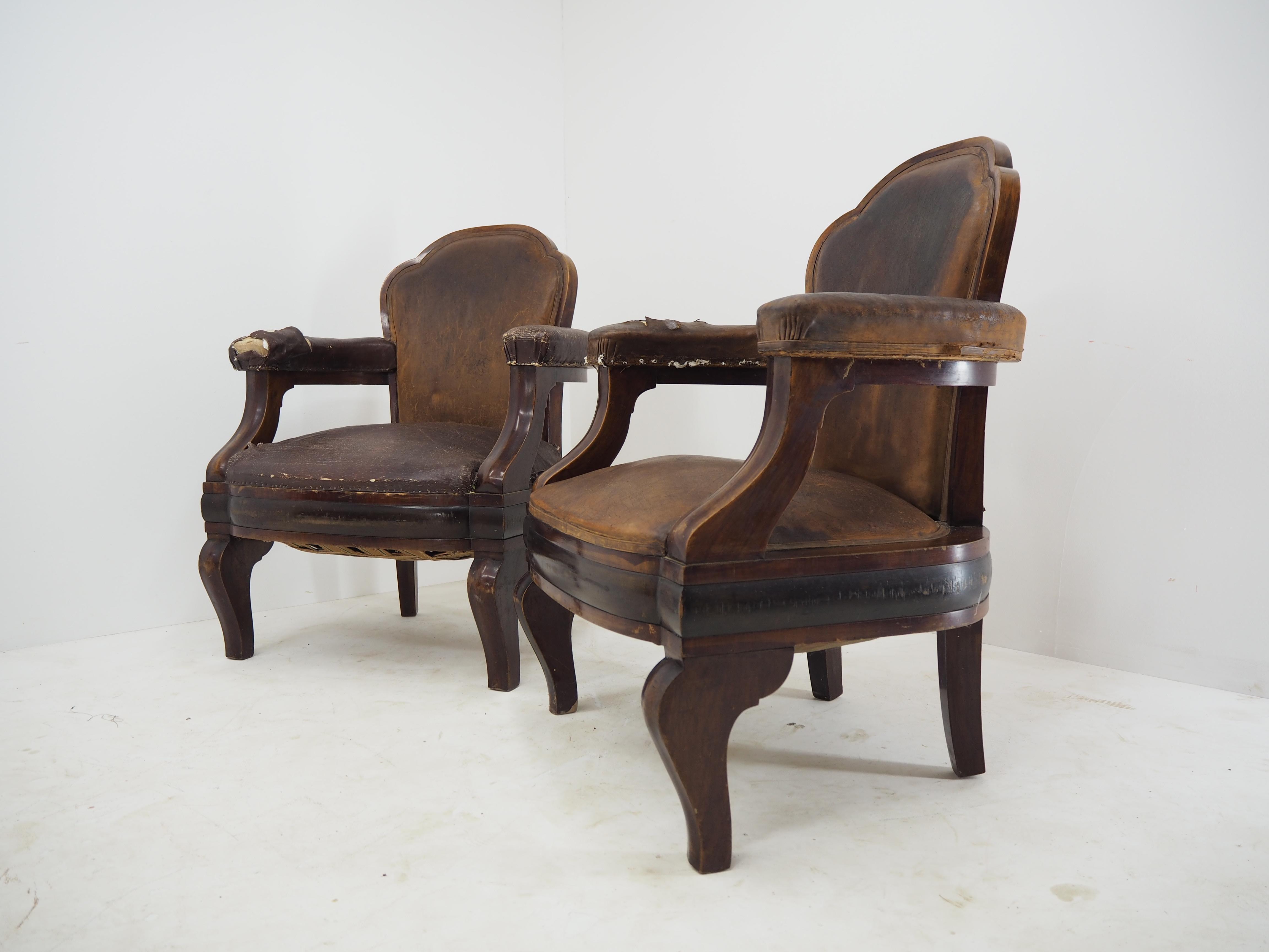 Mid-20th Century Rare Art Deco Armchairs from Ministry of Interior Czechoslovakia, 1930s