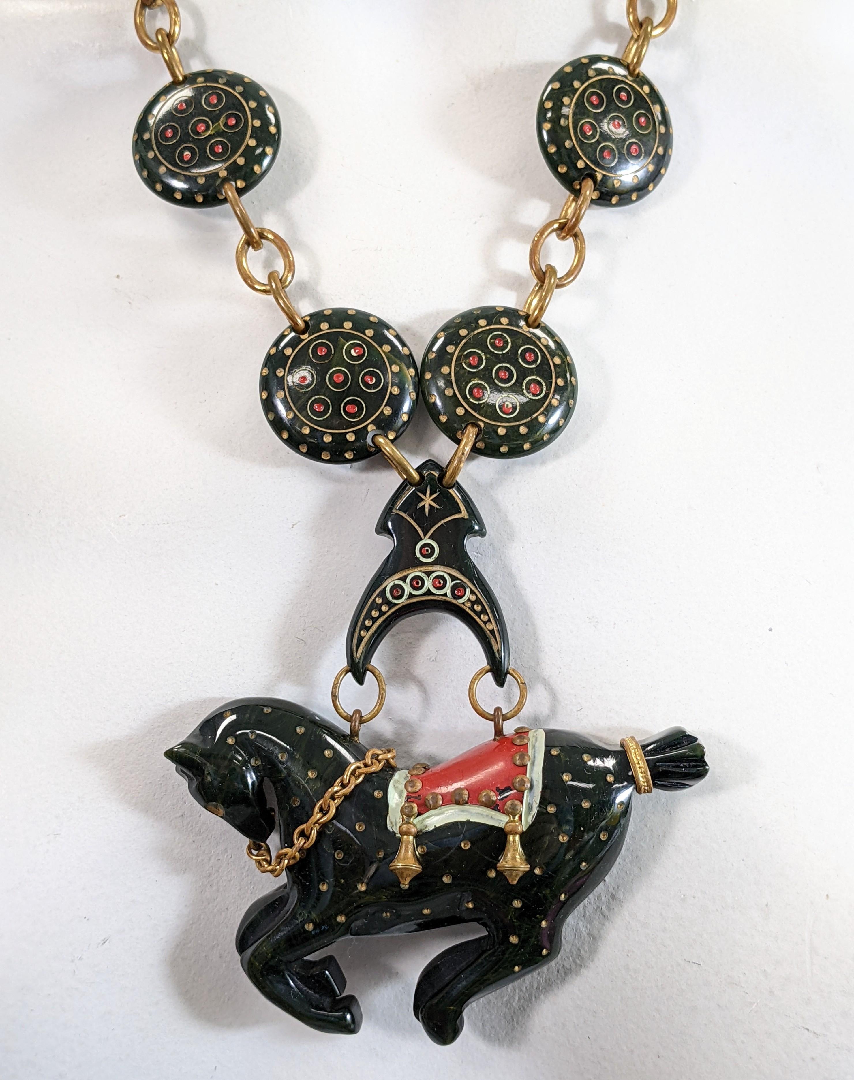 Rare Art Deco Bakelite Carousel Horse Necklace For Sale 5