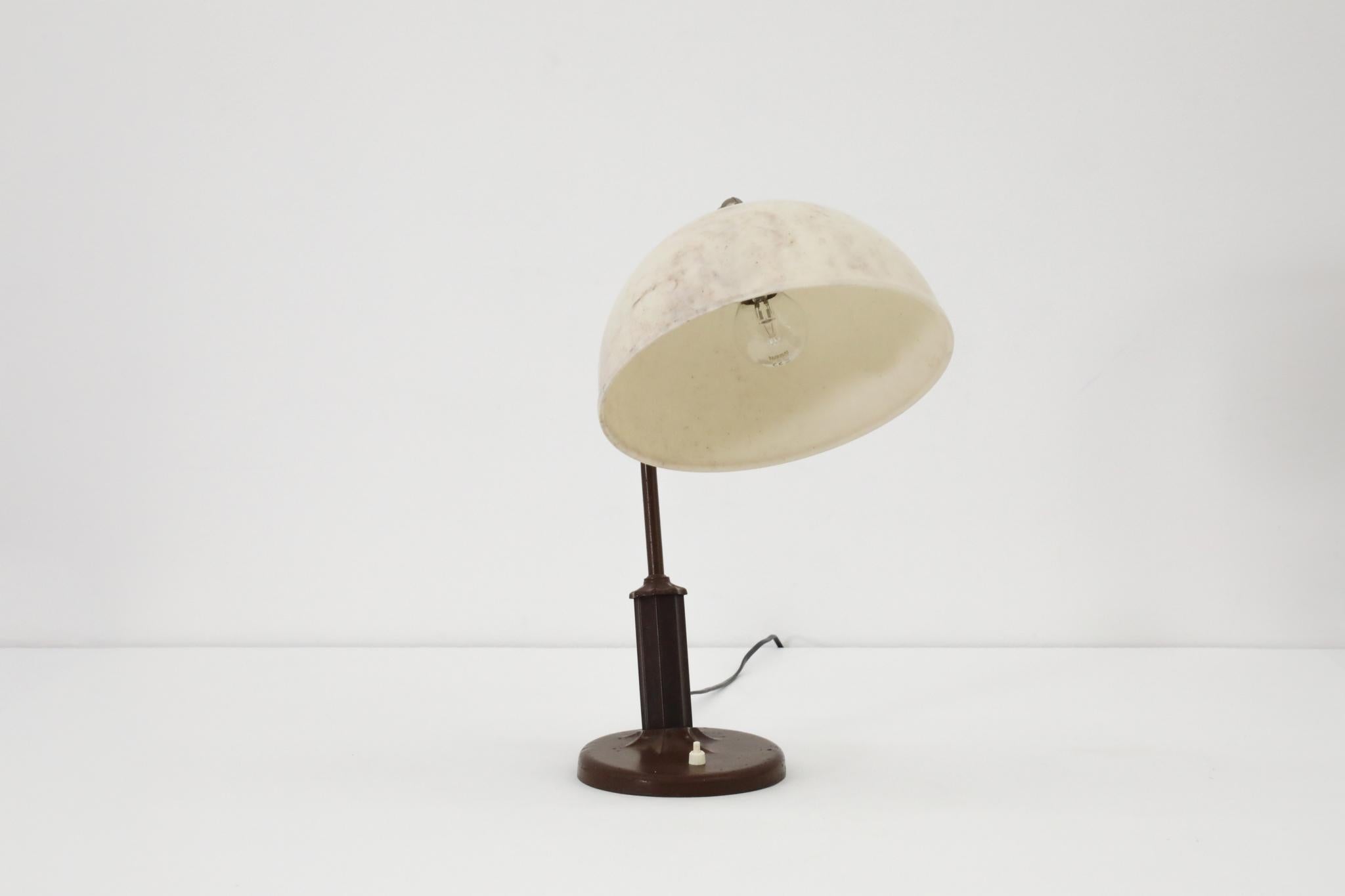 Enameled Rare Art Deco Bakelite Table Lamp with Dome Shade For Sale