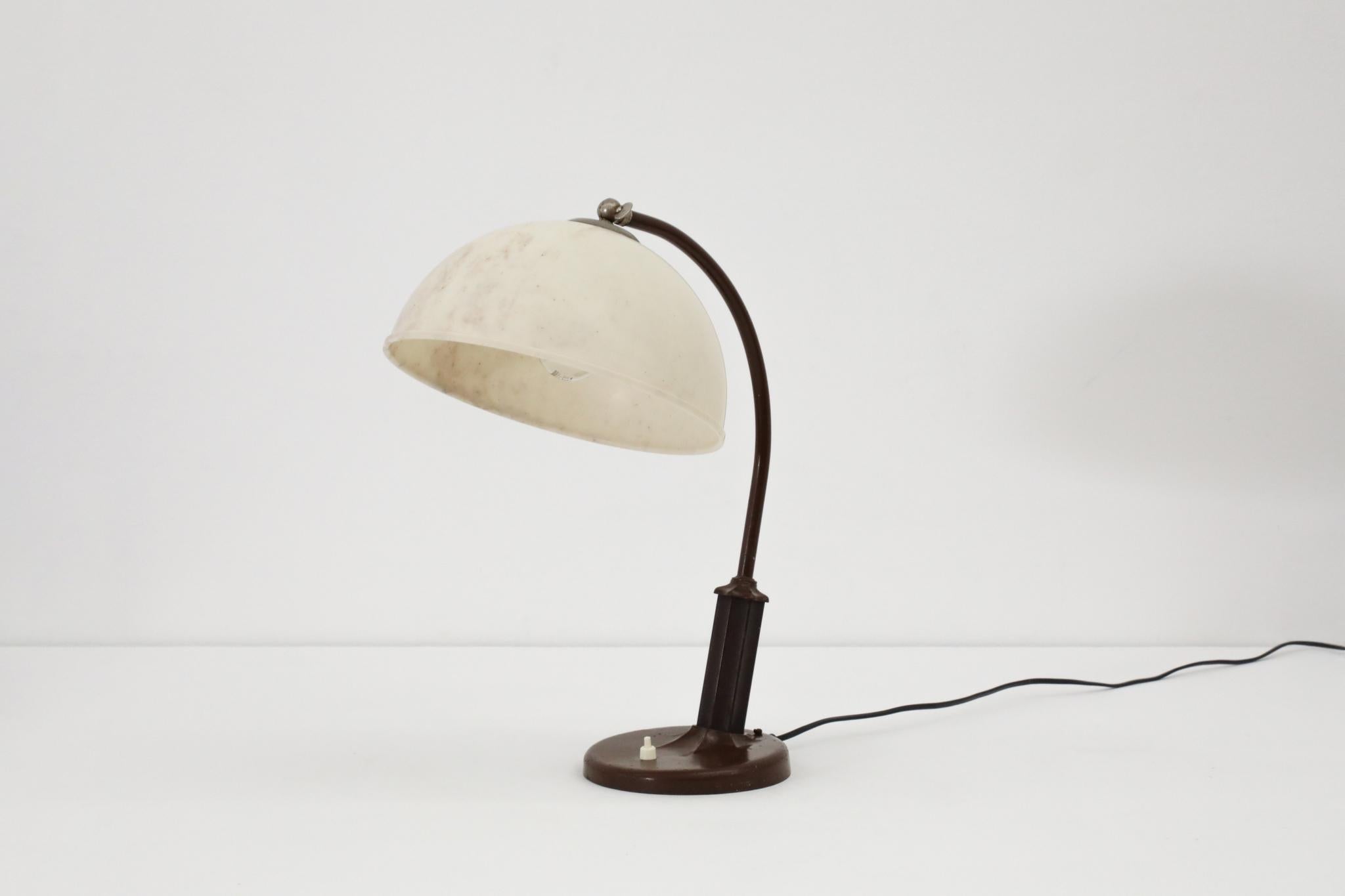 Early 20th Century Rare Art Deco Bakelite Table Lamp with Dome Shade For Sale