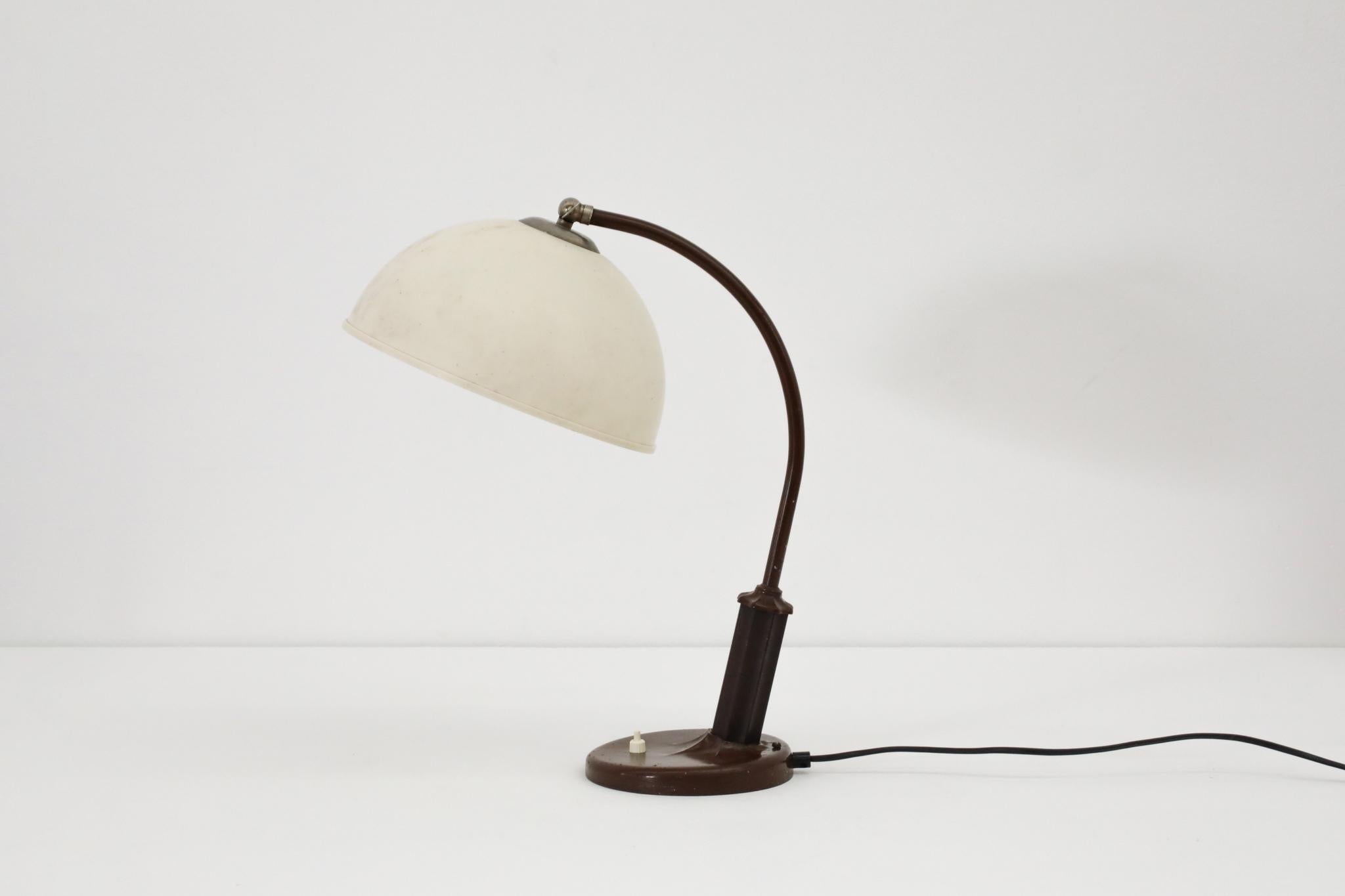 Metal Rare Art Deco Bakelite Table Lamp with Dome Shade For Sale