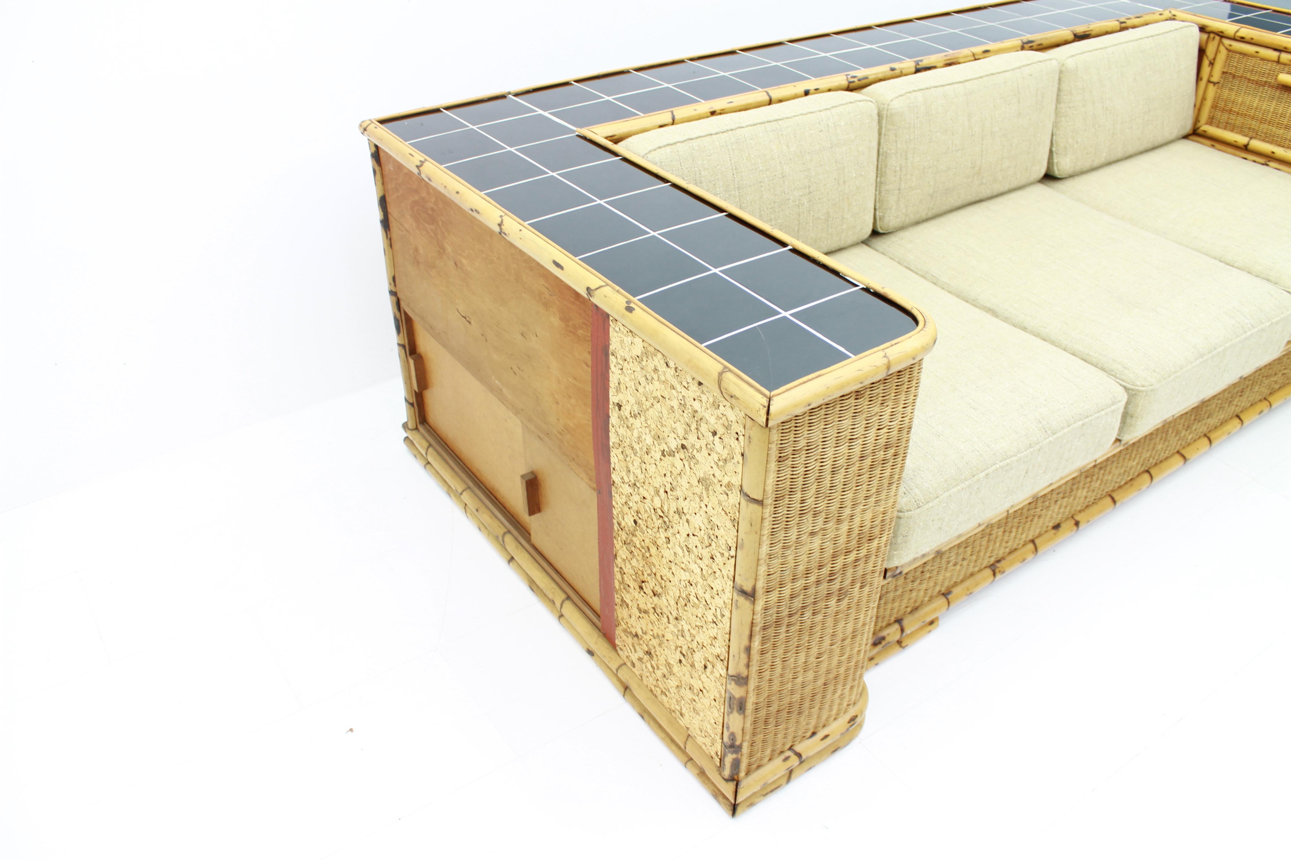 Seltenes Art déco-Sofa-Raumteiler aus Bambus und Rattan von Arco Deutschland 1940er Jahre 5
