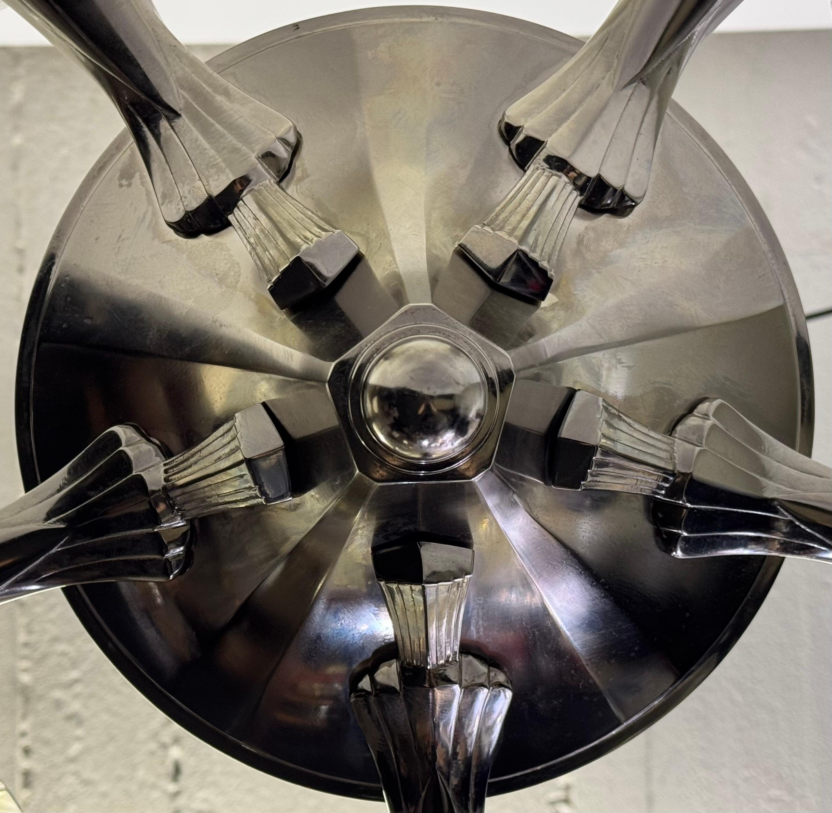 Rare Art Deco Birds Chandelier by Jean Boris Lacroix, France, circa 1930s For Sale 4
