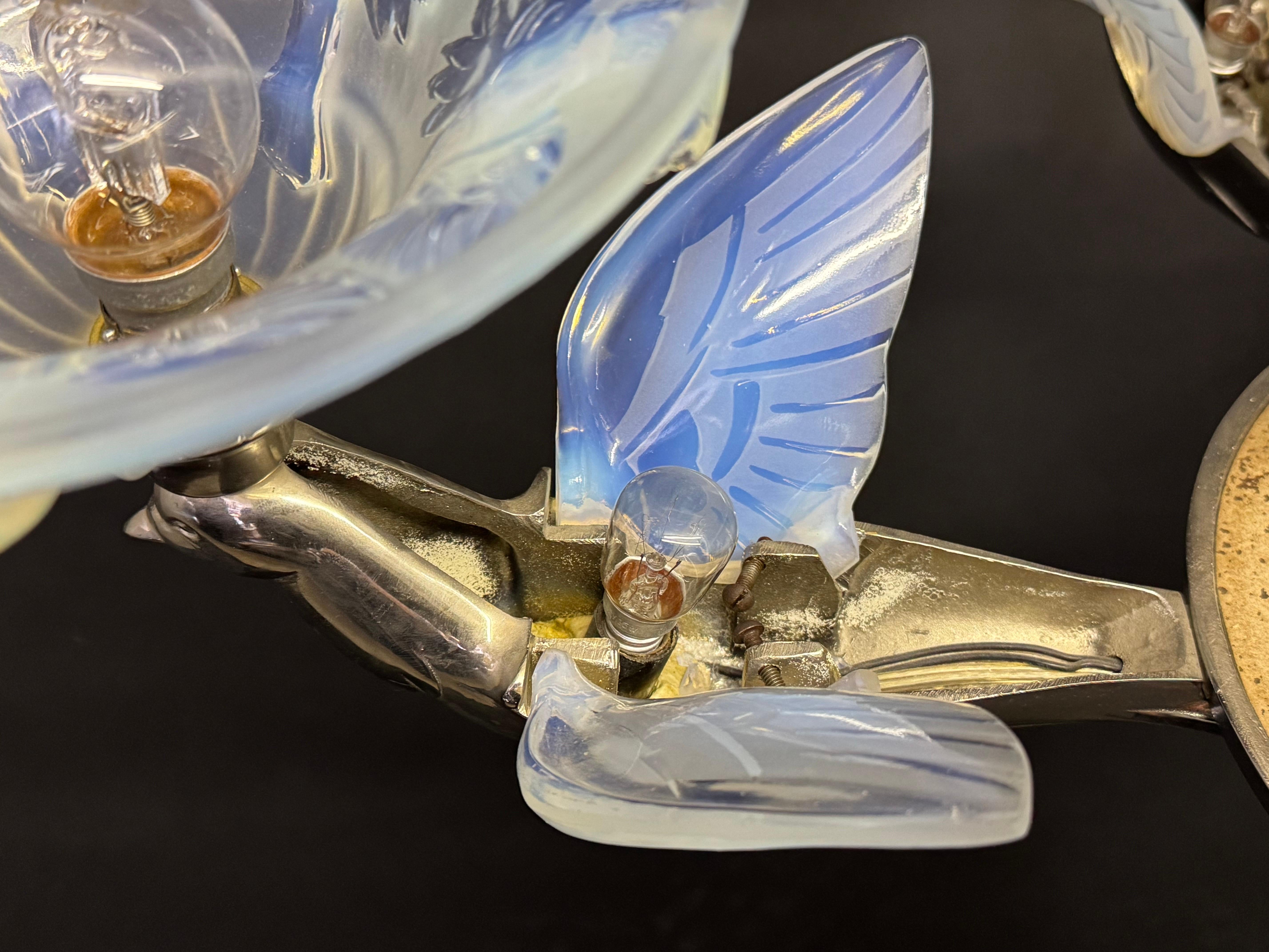 Rare Art Deco Birds Chandelier by Jean Boris Lacroix, France, circa 1930s For Sale 1