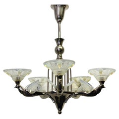 Rare Art Deco Birds Chandelier by Jean Boris Lacroix, France, circa 1930s
