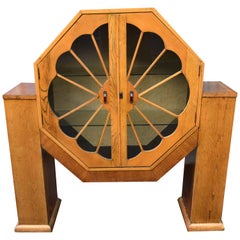Rare Art Deco Blonde Display Vitrine Cabinet, circa 1930s