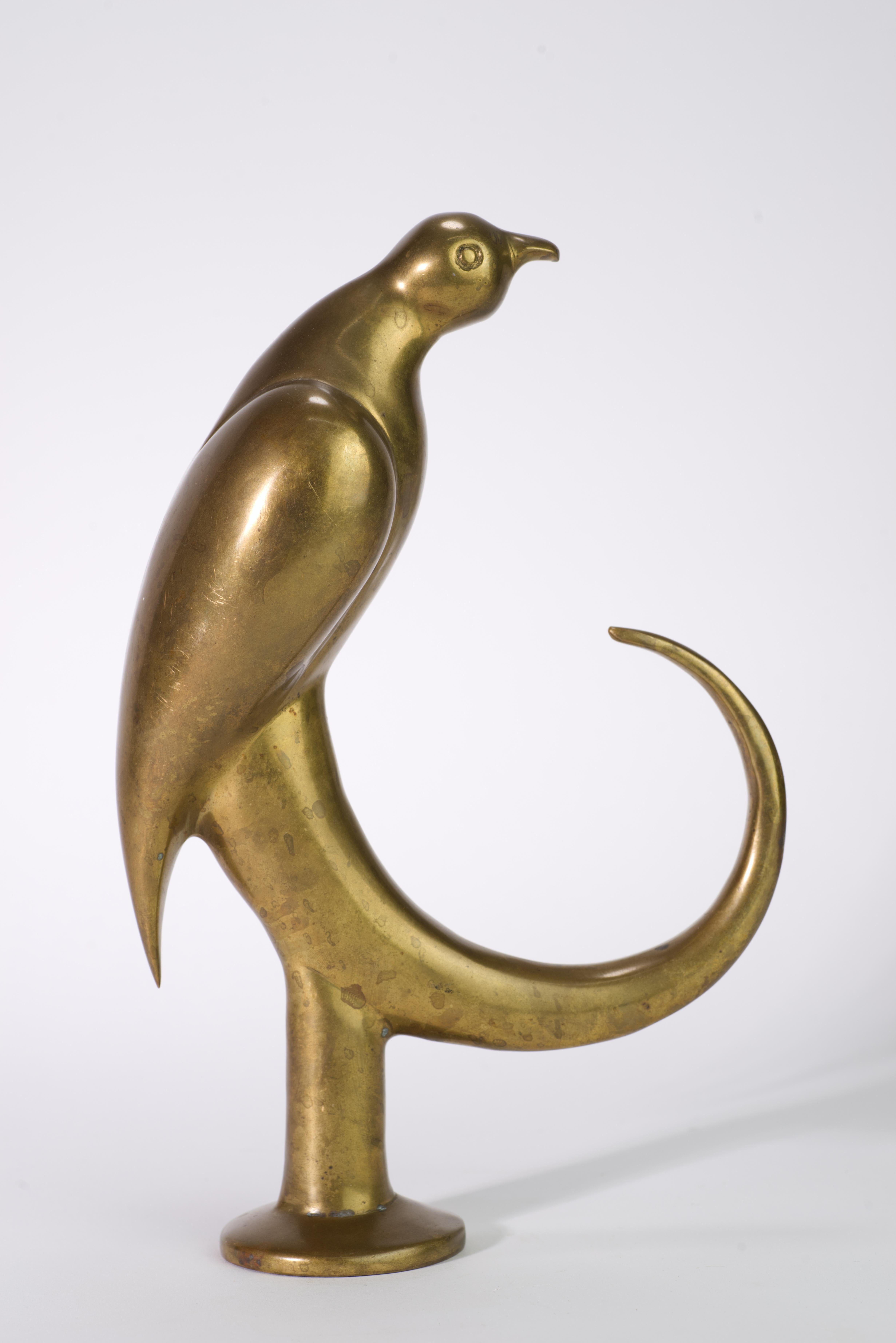 20th Century Rare Art Deco Brass Bird Figurine by Dolbi Cashier