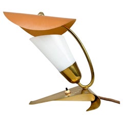 Rare Art Deco Brass & Milk Glass Table Lamp, 1930's