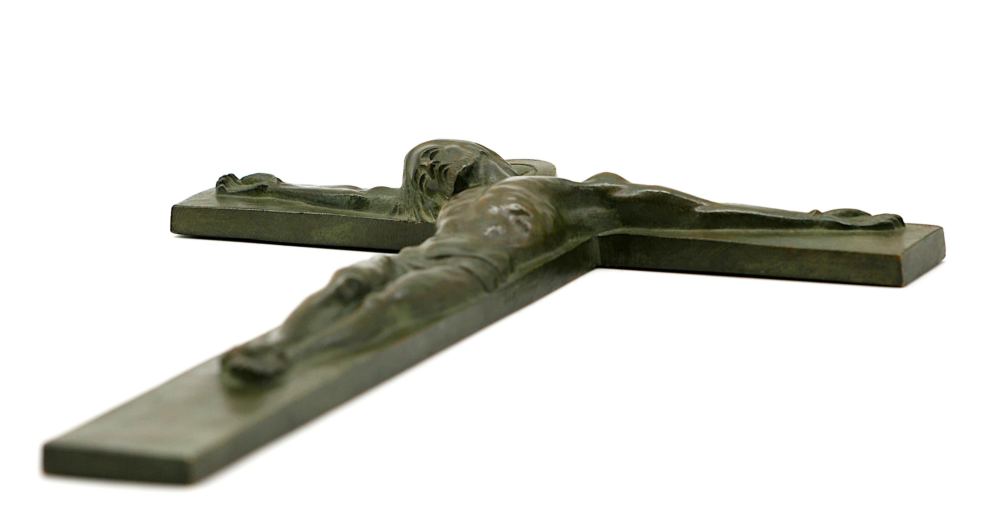 Rare Art Deco Bronze Crucifix, 1920 For Sale 1