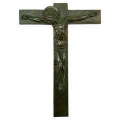 Seltenes Art-Deco-Bronzekruzifix, 1920