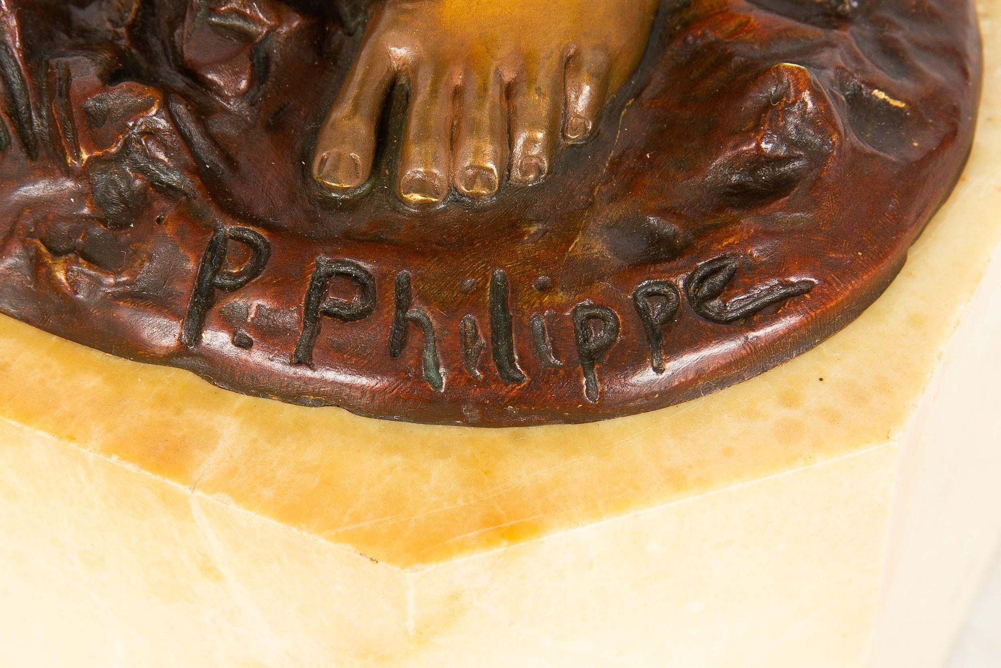 Rare Art Deco Bronze Sculpture “Mischievous” by Paul Philippe For Sale 5