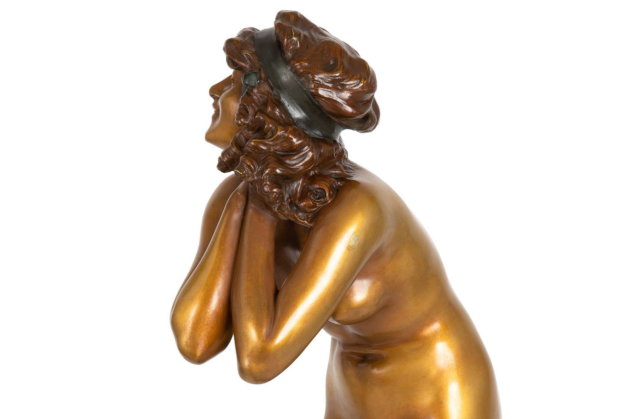 Rare sculpture Art Déco en bronze « Mischievous » de Paul Philippe en vente 4