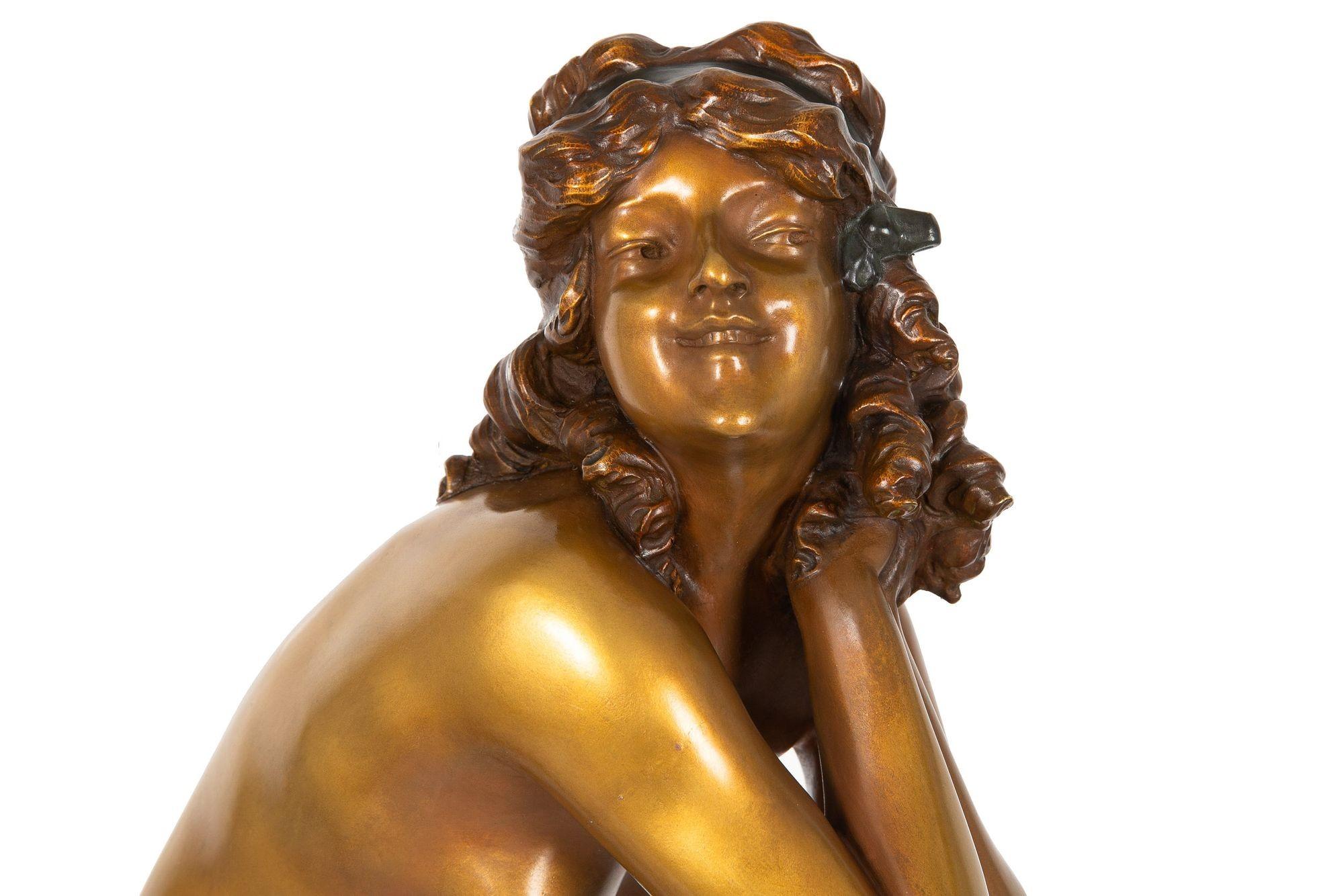 Rare Art Deco Bronze Sculpture “Mischievous” by Paul Philippe For Sale 11