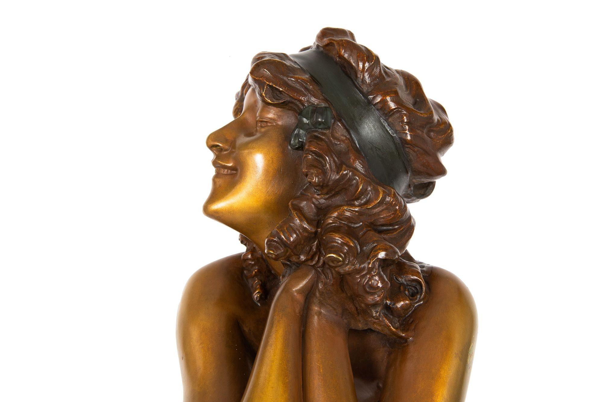 Rare sculpture Art Déco en bronze « Mischievous » de Paul Philippe en vente 10