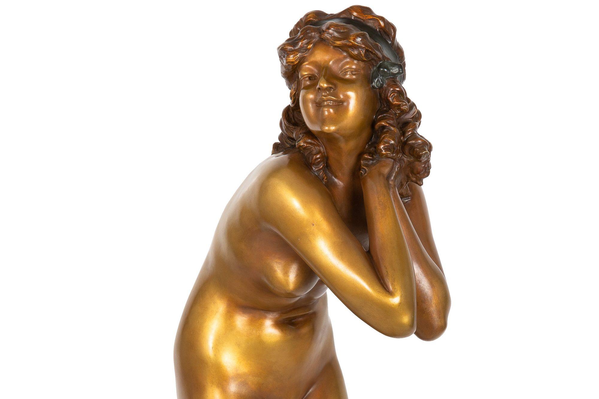 Rare Art Deco Bronze Sculpture “Mischievous” by Paul Philippe For Sale 1