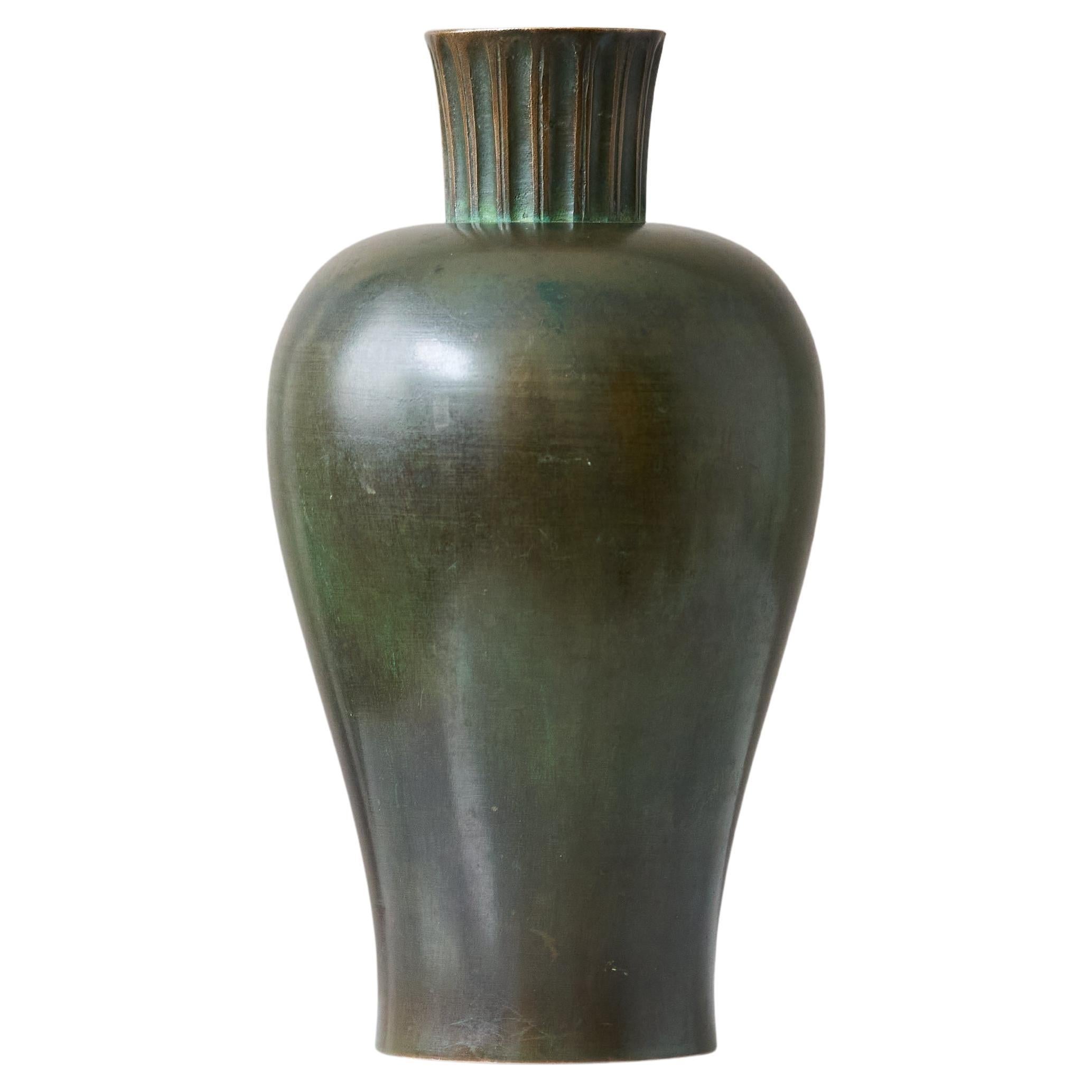 Rare Art Deco Bronze Vase by GAB Guldsmedsaktiebolaget, Sweden, 1930s.