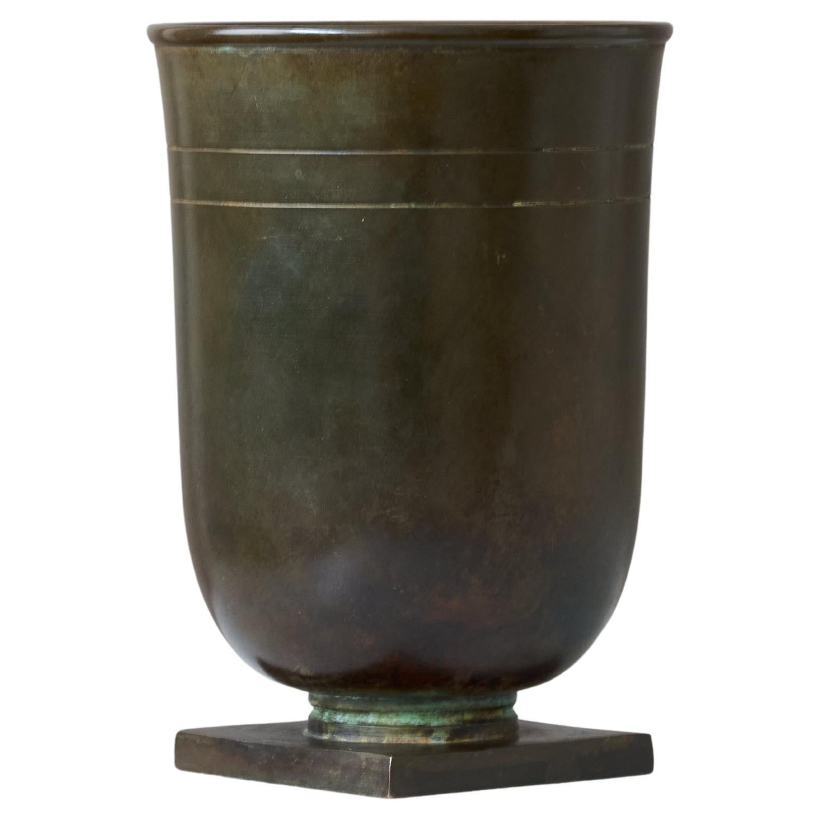 Rare Art Deco Bronze Vase by GAB Guldsmedsaktiebolaget, Sweden, 1930s.