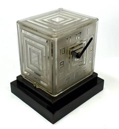 Rare Art Deco Bulle Glass Clock, Signed  P.M.Favre, 1930s