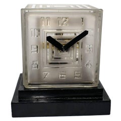Rare Art Deco Bulle Glass Clock, Signed  P.M.Favre, 1930s