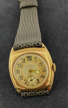 Seltene Art-Deco c1928 Cyma Chronometre Handgefertigte 9K Roségold Kissen-Etuiuhr, Art déco