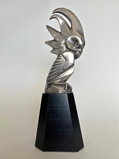 Rare Art Déco 'Cacatoès' Silvered Bronze Car Mascot