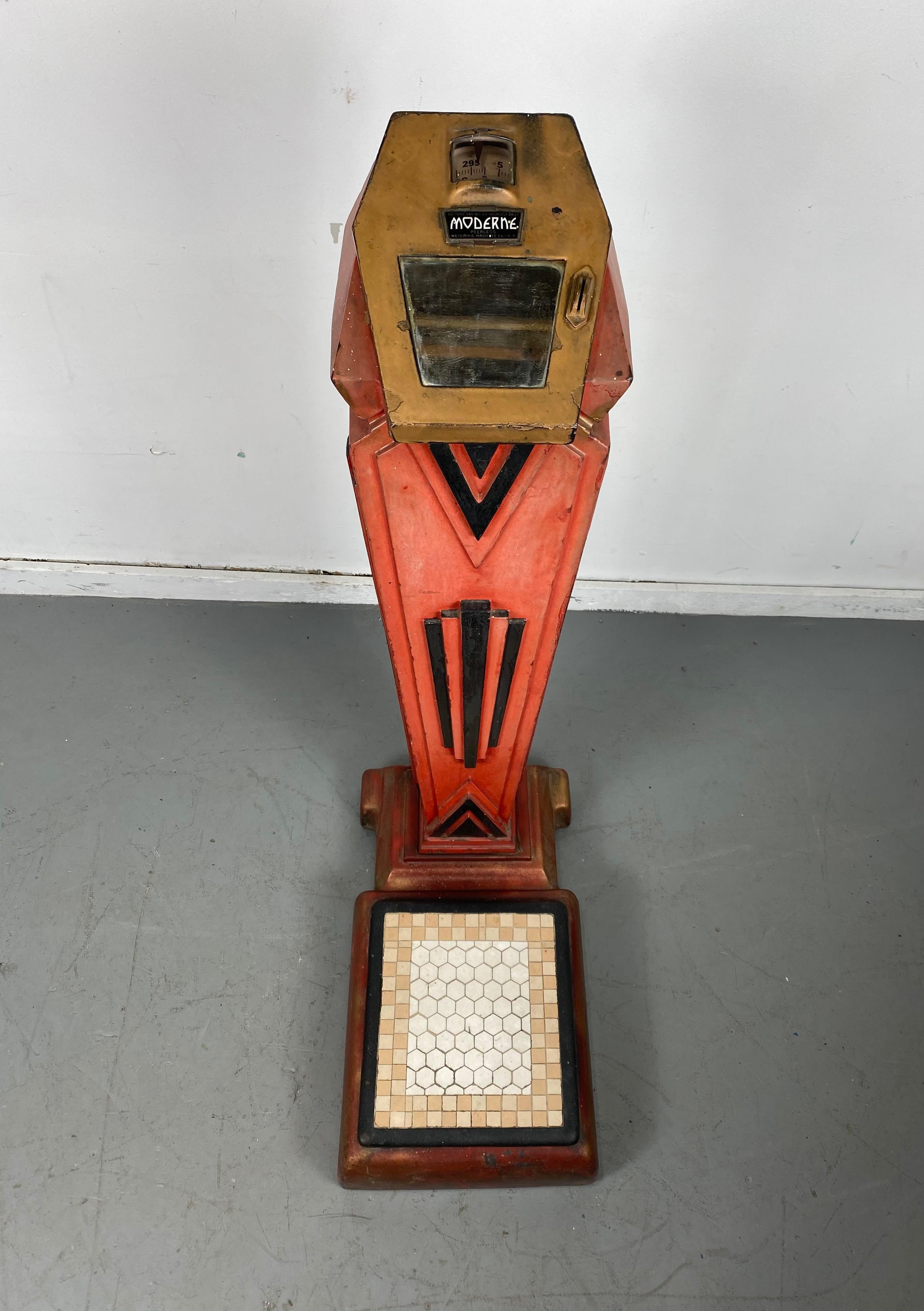 Rare Art Deco Cast Iron Novelty Penny Scale 