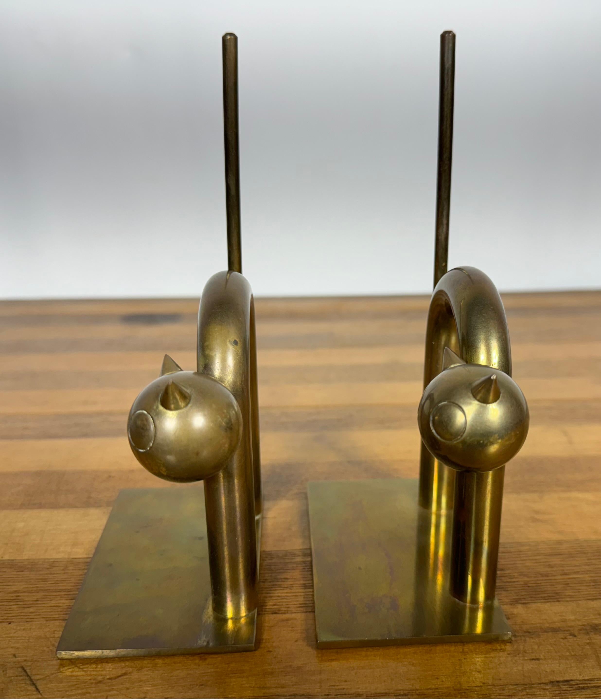 American Rare Art Deco Cat Bookends by Walter Von Nessen for Chase Mfg.