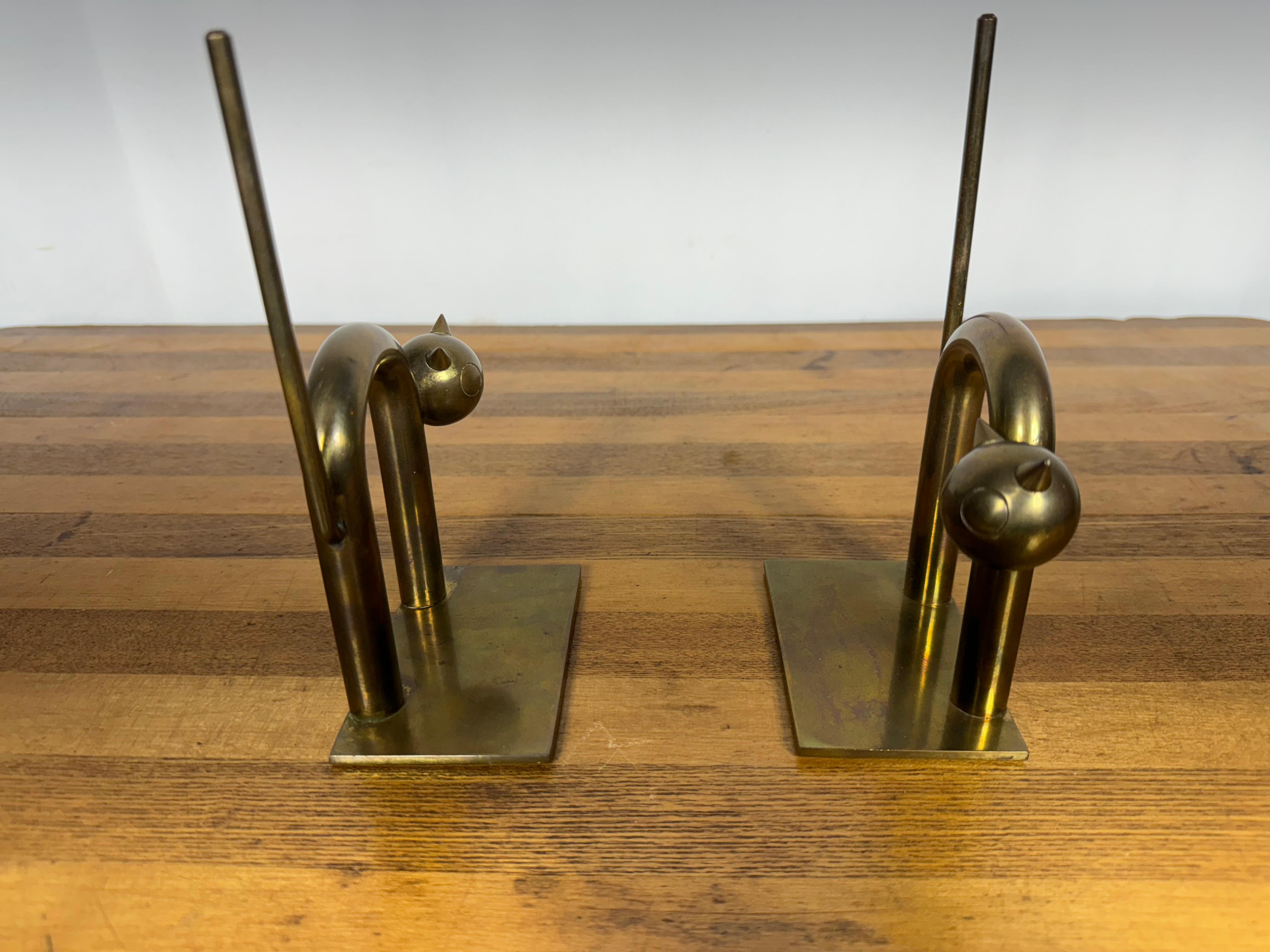 Rare Art Deco Cat Bookends by Walter Von Nessen for Chase Mfg. In Good Condition In Buffalo, NY