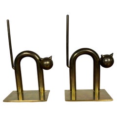 Seltene Art Deco Cat Buchstützen von Walter Von Nessen für Chase Mfg.