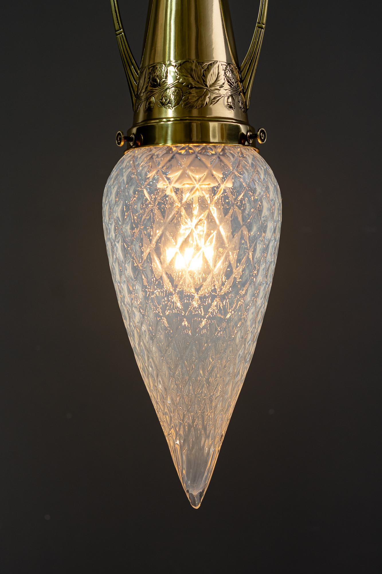 Rare Art Deco ceiling lamp with opaline glass shade vienna around 1920s For Sale 3