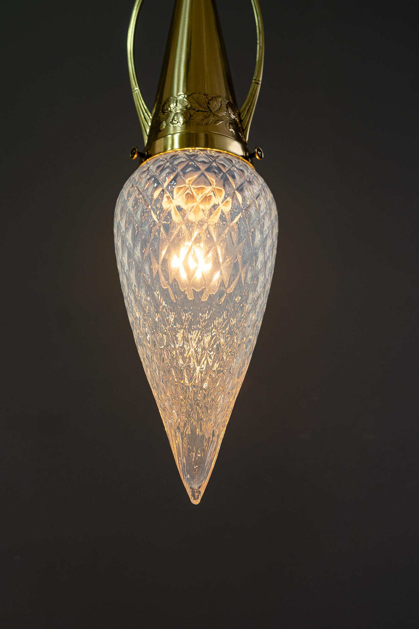 Rare Art Deco ceiling lamp with opaline glass shade vienna around 1920s For Sale 4