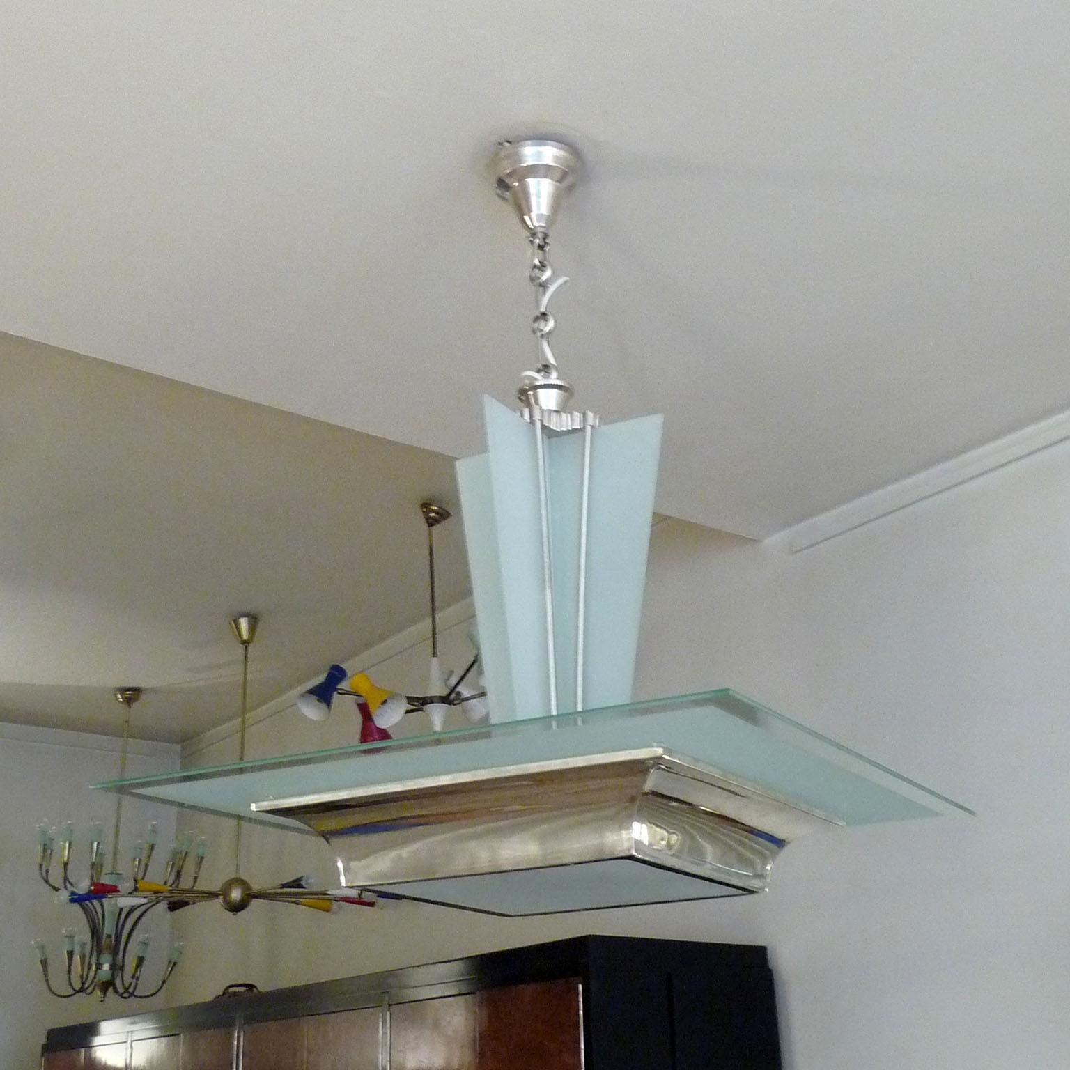 Rare Art Deco Ceiling Light Attributed to Jean Damon In Good Condition For Sale In Bochum, NRW