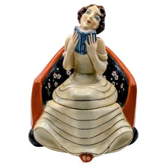 Rare Art Deco Ceramic Powder Bowl — “Aladin” Range, France , c1930