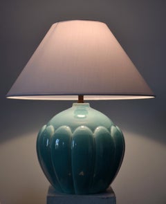 Lampe de table en céramique Art déco rare, signée Saint-Clément, France, vers 1930