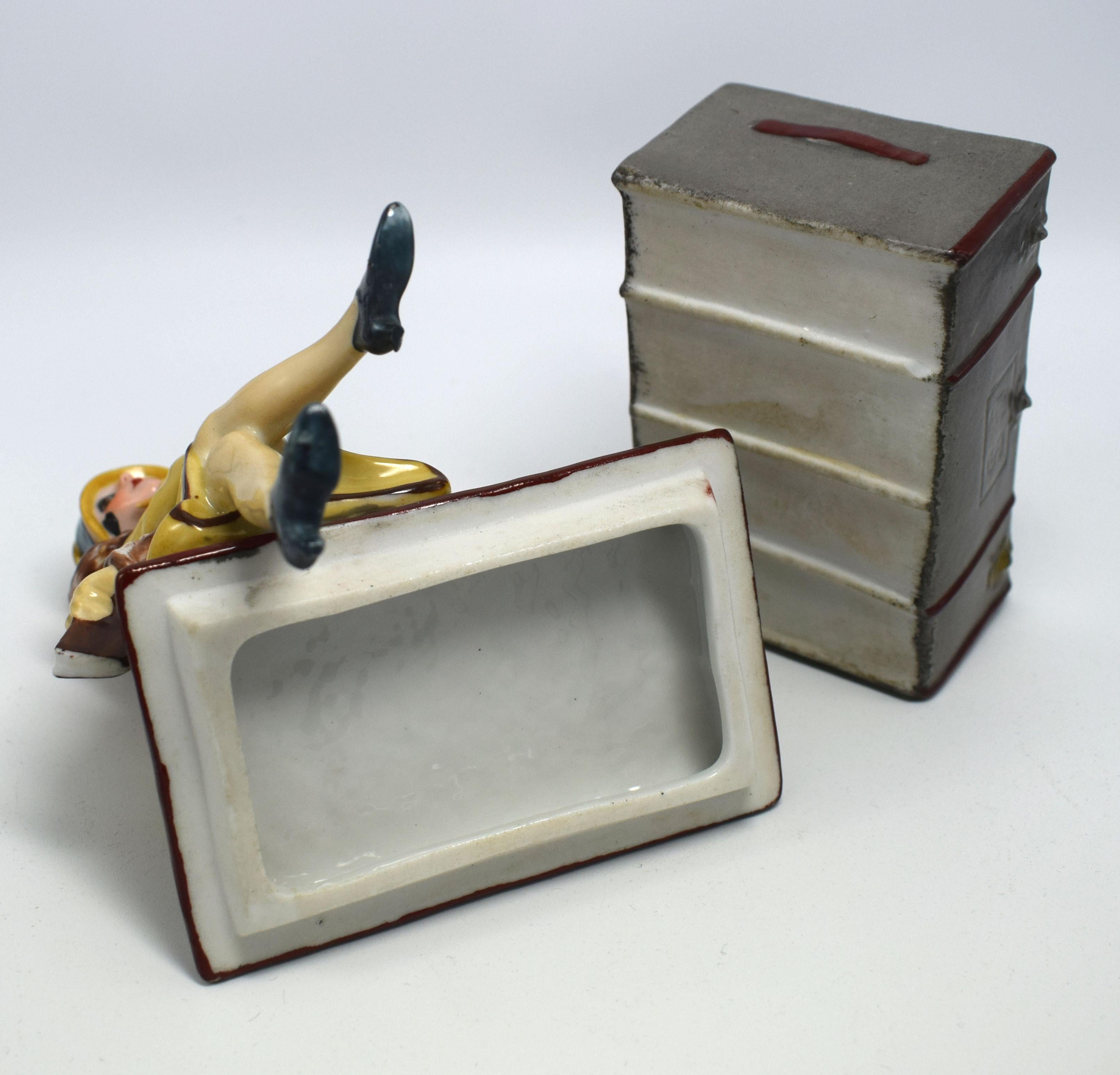 Rare Art Deco Ceramic Trinket Box by Fasold & Stuach, circa 1930 5