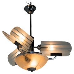 Rare Art Deco Chandelier, Czechoslovakia, 1930s