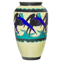 SELTENE ART DECO Charles Catteau für Boch D1297 Swallows Vase